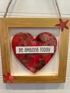 Be Amazing Today Red Heart Wall Hanging
